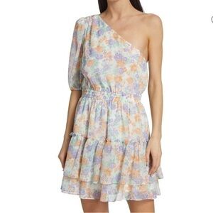 WAYF One-Shoulder Tiered Mini dress Size M